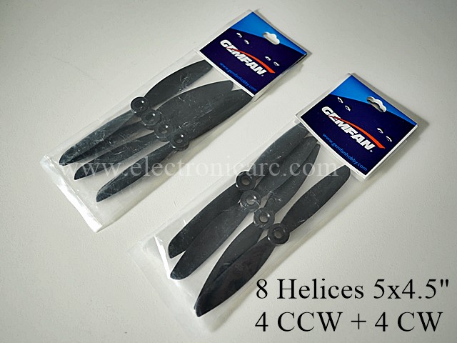 Helice Gemfan 5x4.5" Negra. <b> 8 unidades </b> (4 CW + 4 CCW)